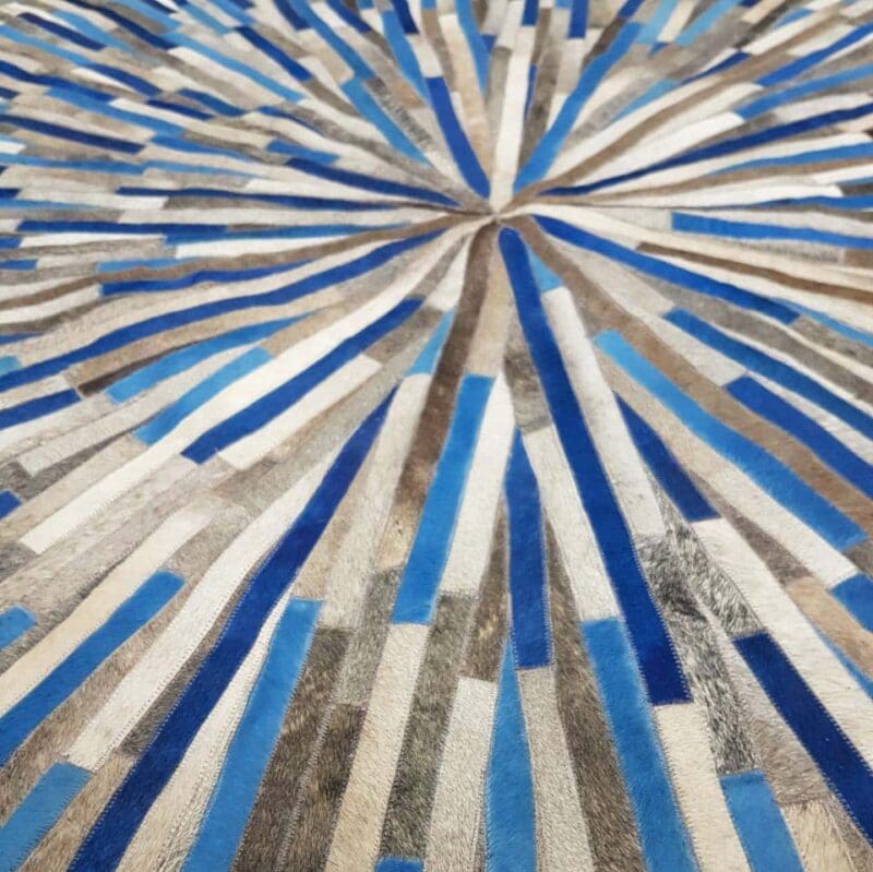 Tapis Rond Peau de Vache Couleur Froide