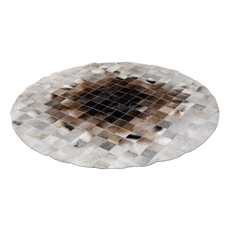 Modele-3 Tapis Rond Peau De Vache Beige et Marron