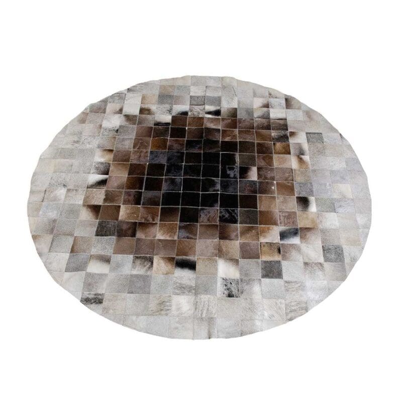 Tapis Rond Peau De Vache Beige et Marron