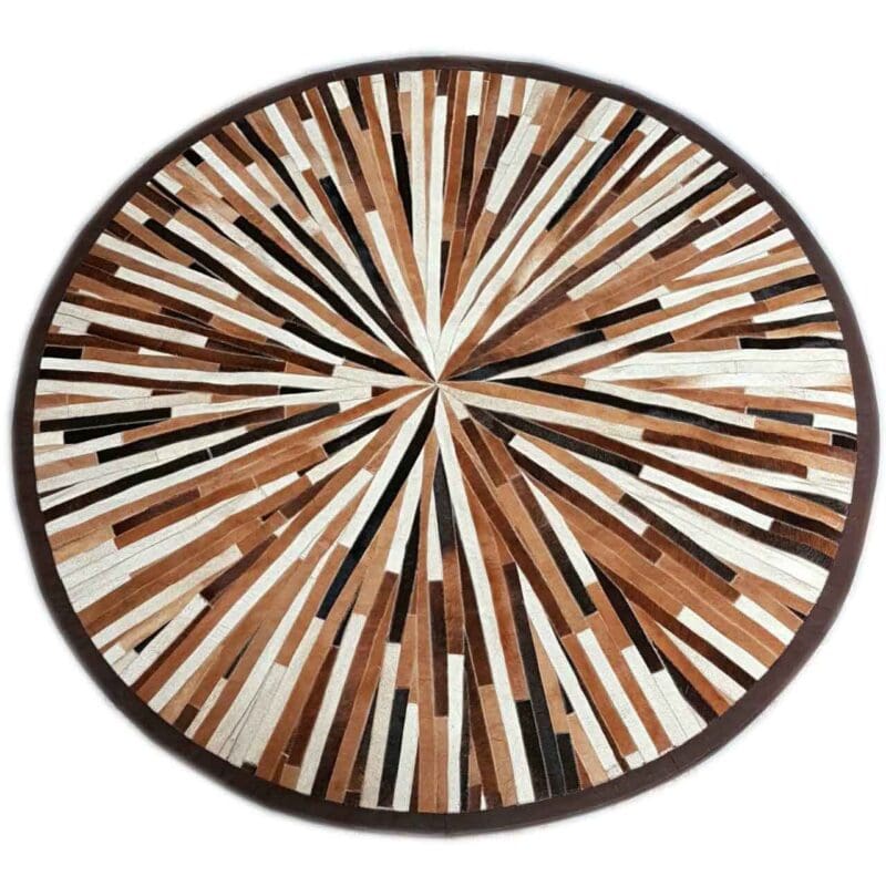 Tapis Rond Peau De Vache Multi-ligne