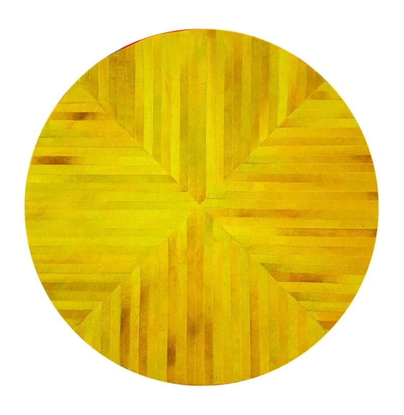 Tapis Rond Peau de Vache Jaune