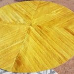 Tapis Rond Peau de Vache Jaune
