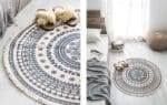 Tapis Rond Rosace Beige