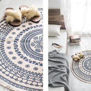 Tapis Rond Rosace Beige