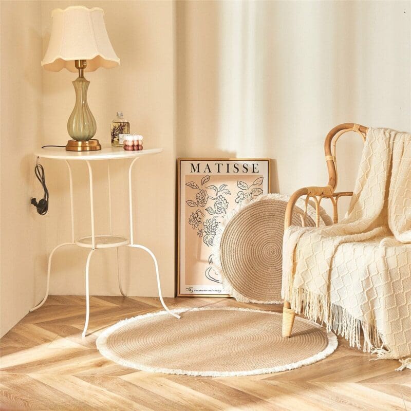 Petit Tapis Rond Effet Bois