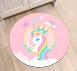 Tapis Rond Licorne Rose