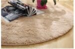 Tapis Rond Fourrure Marron
