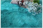 Tapis Rond Shaggy Bleu
