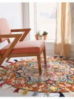 Tapis Rond Laine Feutrée Boules Multicolores