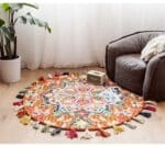 Tapis Rond Laine Feutrée Boules Multicolores