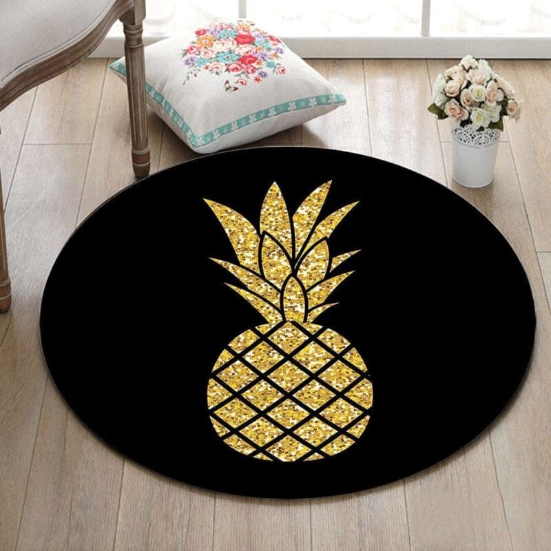 Tapis Rond Ananas Doré