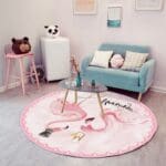 Tapis Rond Flamant Rose Gentleman