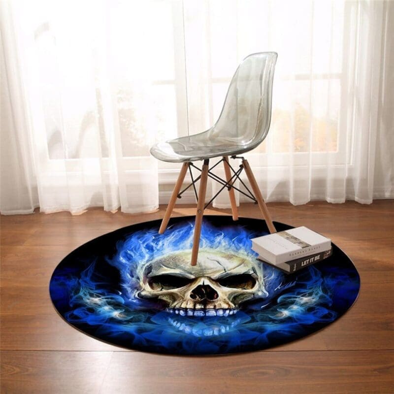 Tapis Rond Crâne Enflammé