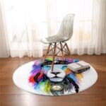 Tapis Rond Lion Coloré