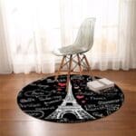 Tapis Rond Tour Eiffel Blanche