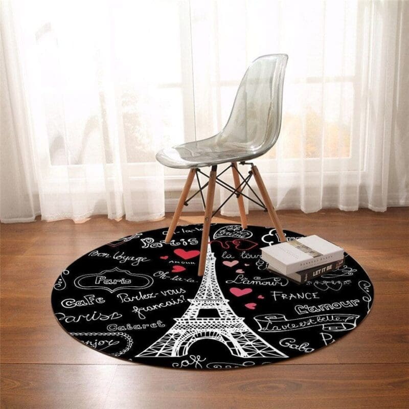 product-image-1144656878 Tapis Rond Tour Eiffel Blanche