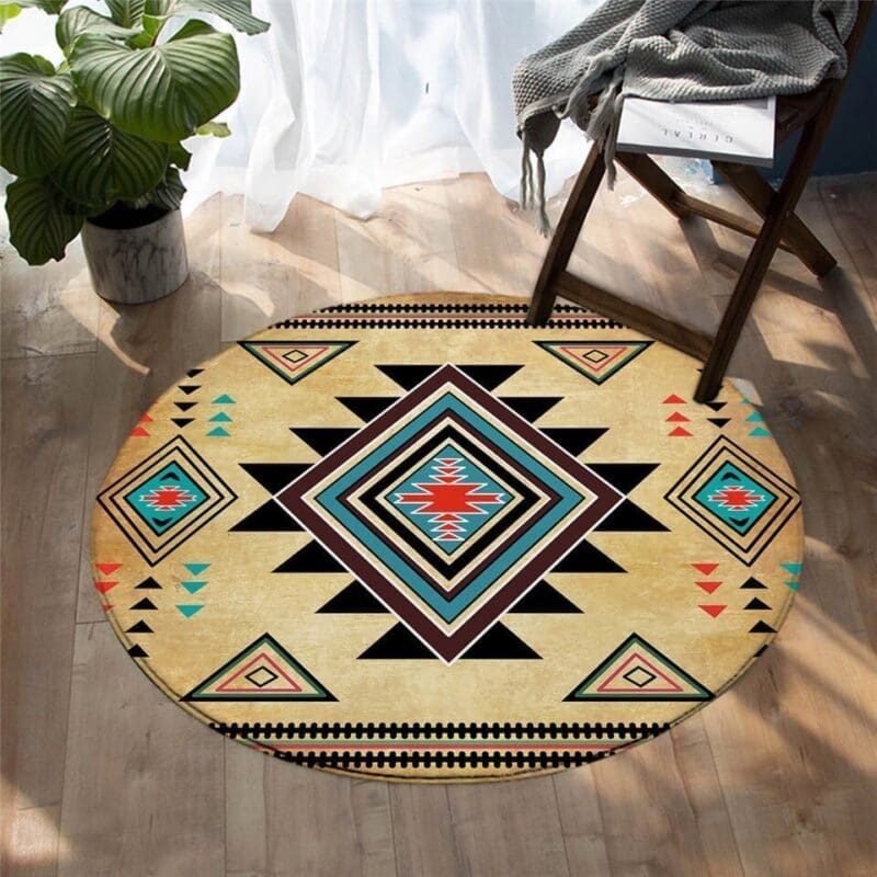 Tapis Rond Aztèque