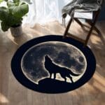 Tapis Rond Loup Lunaire