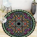 Tapis Rond Mandala Couleur Printemps