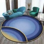 Grand Tapis Rond Bleu Canard