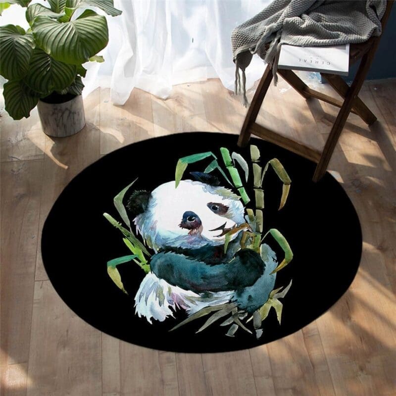 Tapis Rond Panda Sauvage