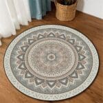 Tapis Rond Mandala Gris