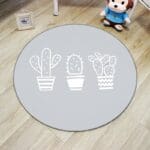 Tapis Rond Cactus Gris
