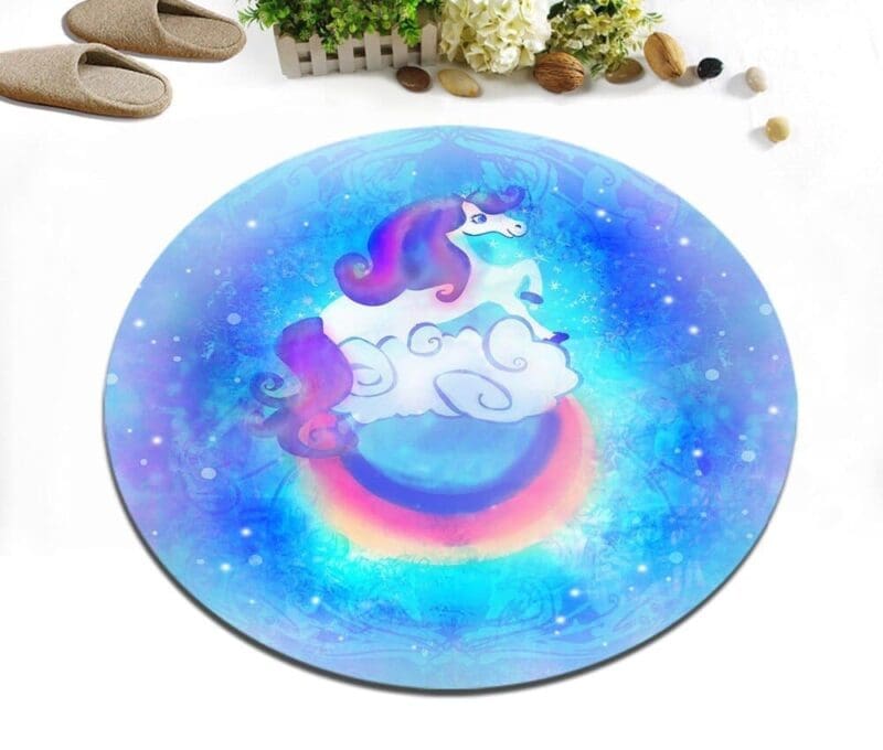 Tapis Rond Licorne Arc En ciel