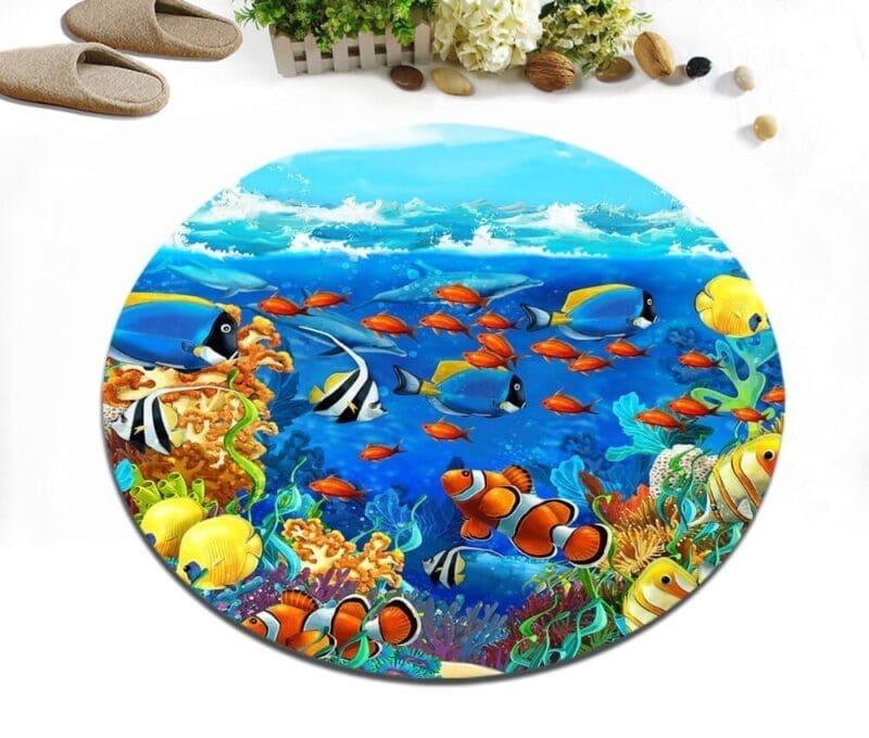 Tapis Rond Bleu Foncé