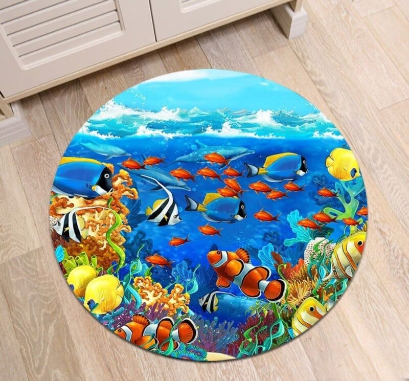 Tapis Rond Bleu Foncé
