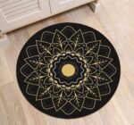 Tapis Rond Mandala Noir