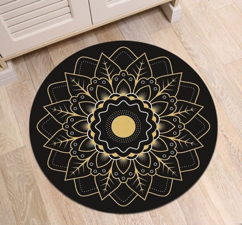 Tapis Rond Mandala Or