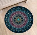 Tapis Rond Bleu Paon