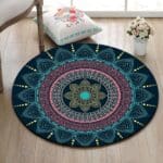 Tapis Rond Bleu Paon