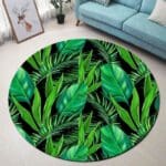 Tapis Rond Feuilles Vertes Tropicales