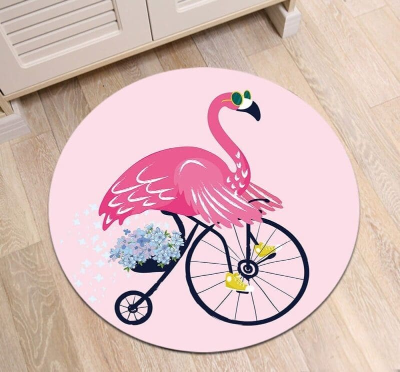 Tapis Rond Flamant Rose