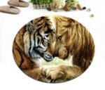 Tapis Rond Lion Et Tigre