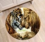 Tapis Rond Lion Et Tigre