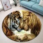 Tapis Rond Lion Et Tigre