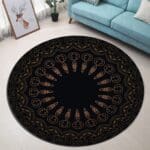 Tapis Rond Style Mandala Noir