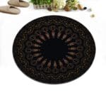 Tapis Rond Style Mandala Noir