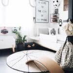 Tapis Rond Graphique Noir Et Blanc