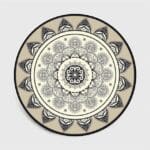 Tapis Rond Mandala Noir Et Beige