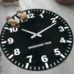 Tapis Rond Horloge Noir