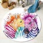 Tapis Rond Zèbre Multicolore