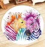 Tapis Rond Zèbre Multicolore