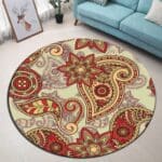 Tapis Rond Mandala Rouge