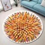 Tapis Rond Crayon Multicolore