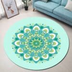 Tapis Rond Mandala Bleu Ciel