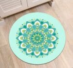 Tapis Rond Mandala Bleu Ciel